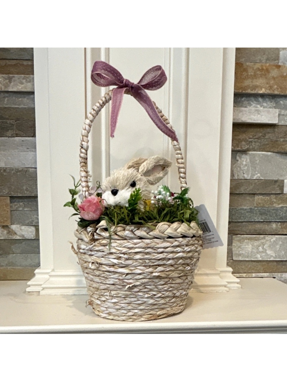 Ashland Bunny & Bloom Easter Wicker Basket w/ Handle Decorative Small 12 in